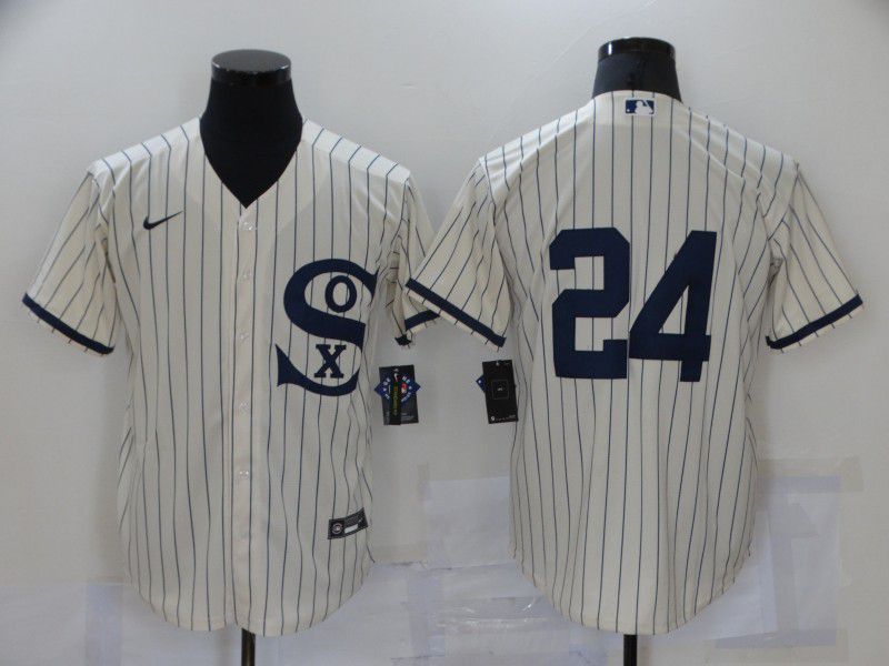 Men Chicago White Sox 24 No Name Cream stripe Dream version Game Nike 2021 MLB Jersey